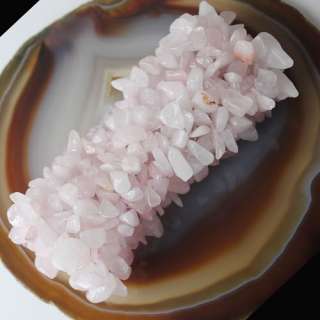 Rose Quartz chip gemstone beads Bracelet 6 L3808  