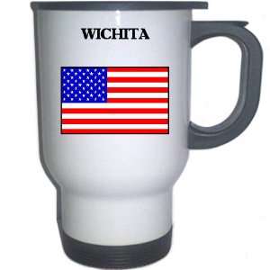  US Flag   Wichita, Kansas (KS) White Stainless Steel Mug 