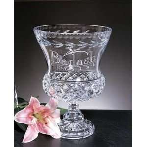   Traditional Crystal Centerpiece Bowl Vase Vine Etched: Home & Kitchen
