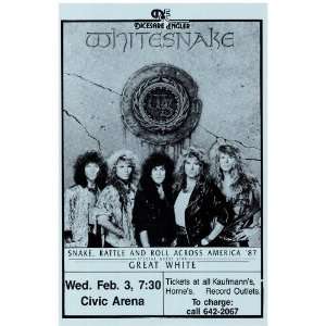  Whitesnake and Great White   Music Poster   11 x 17