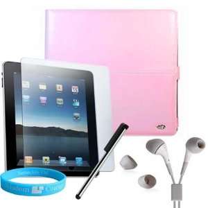  Pink Melrose Leather Case for Apple iPad + White iPad 