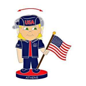  Athens Olympics USA House Female Bobble Head Pin   Limited 2,004 