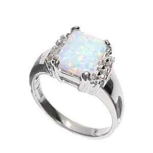   11mm Clear CZ & White Lab Opal Ring (Size 6   9)   Size 9 Jewelry