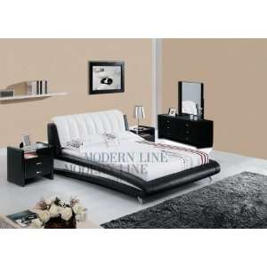  Sleek Modern Bedroom Black and White King Size Bed with (2 