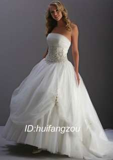 Custom White Voile Tulle Bridal Wedding Prom Dress Gown  