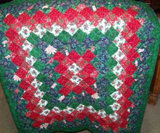 New Handmade quilt Christmas winter holiday table cover / baby blanket 