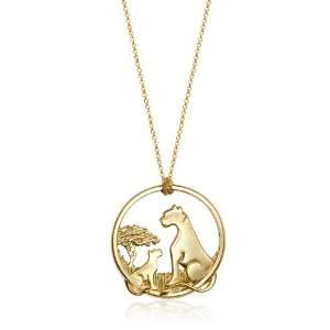  Alex Woo African Cats Large 14k Yellow Gold Pendant, 18 