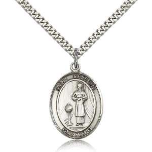 925 Sterling Silver St. Saint Genesius of Rome Medal Pendant 1 x 3/4 