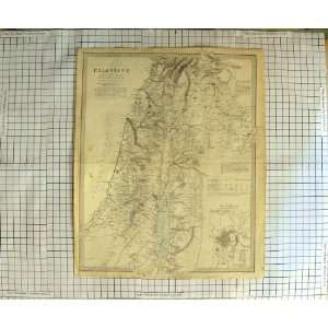  HUGHES ANTIQUE MAP 1843 PALESTINE DEAD SEA JERUSALEM