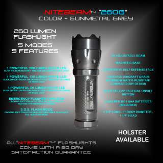   260   260 Lumen 5 mode flashlight AAA batt GM Gray (5557)  