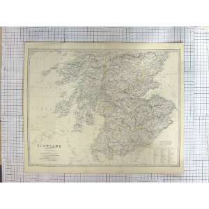   : JOHNSTON ANTIQUE MAP c1870 SOUTHERN SCOTLAND CLYDE: Home & Kitchen