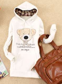 Womens Winnie Bear Cotton Gray Hoodie Top Sweatshirt M  