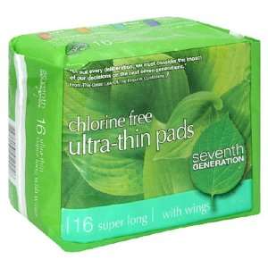 Seventh Generation Pads, Ultra Thin, Super Long, with Wings, 16 pads 