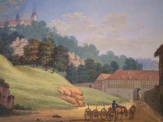 German Gouache Landscape 1750 Huysburg Halberstadt  