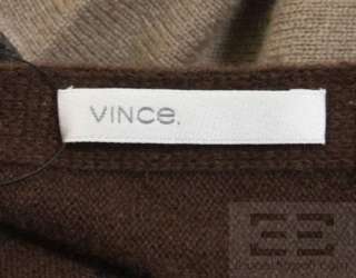 Vince Brown, Black & Gray Striped Cashmere Poncho Size O/S  