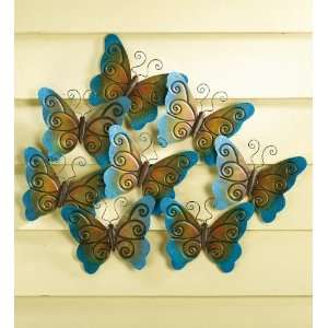   , Gold and Bronze Airbrushed Metal Butterfly Wall Art