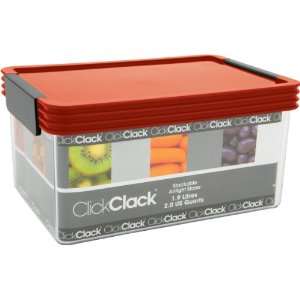  Clickclack Airtight Storer 2 Quart Container, Red Lid 