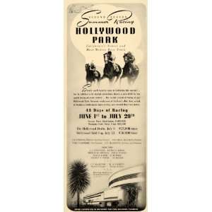  1939 Ad Hollywood Park Horse Race Track Inglewood CA 