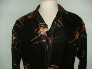 VINTAGE 70s DISCO FUNKY POLYESTER LEISURE SHIRT M L  