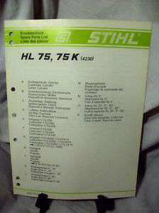 Stihl Spare Parts List HL75, 75K  