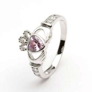 OCTOBER Birthstone Silver Claddagh Ring LS SL90 10   Size: 8 Made in 