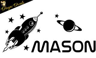   Space Ship Boys Name Vinyl Wall art Decal Sticker Removable  