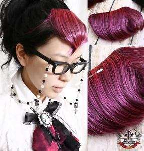 PUNK COSPLAY CYBER HAIR EXTENSION clip BANGS BERRY PINK  