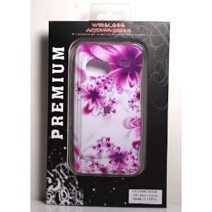  White with Purple Illusion Flower Rubber Texture HTC Droid 