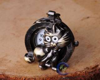 DBS Cat Pocket Pendant Watch Clock Gift Key Ring Chain  