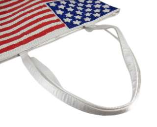 Sequined Beaded American Flag Handbag Purse  