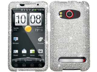 WHITE CLEAR CRYSTAL DIAMOND BLING FACEPLATE CASE COVER HTC EVO 4G 