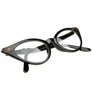 Vintage Cateyes 80s Inspired Fashion Clear Lens Cat Eye Glasses with 