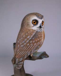 Saw whet Owl Original Wood Bird Carving/Birdhug  