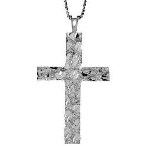 925 Sterling Silver Nugget Cross Pendant (w/ 18 Silver Chain), 1 11 