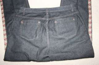 Ladies Coldwater Creek Black Denim Navajo Knit Side Trim Jeans Sz 18W 