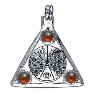    Sterling Silver Astronomy Symbols Natural Garnet Pendant: Jewelry