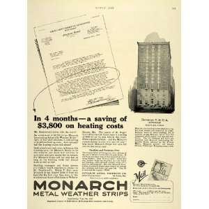  1925 Ad Monarch Metal Weather Strips Heating YMCA PA 