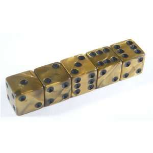   Set of 5 Dice 16mm Gold Tone Olympic Pearlized Spot Dice: Toys & Games