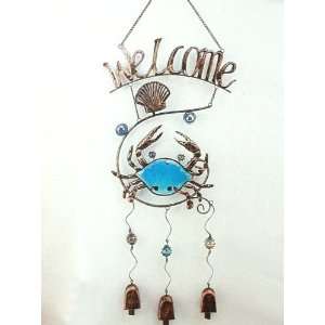  Coastal Maryland Blue Crab Metal and Glass Wind Chime: Home & Kitchen