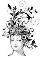 Marie Antoinette FLOURISH head Unmounted Rubber stamp  