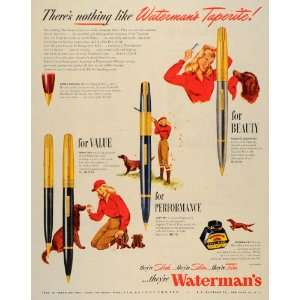  1946 Ad Watermans Taperite Inkquaduct Feed Fountain Pen 