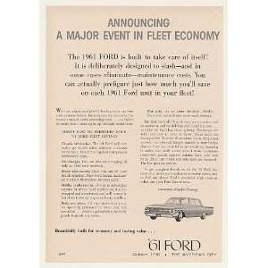  1961 Ford Fleet Car Economy Print Ad (45896)