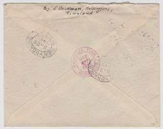 Finland to US 1938 Registered Cover With Scott 213 & B34 x 2  