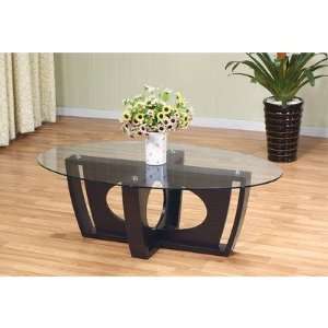   Oval Glass Coffee Table in Warm Matte Coffee Bean: Furniture & Decor