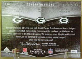 AARON RODGERS FAVRE DRIVER 2009 EXQUISITE PATCH 24/25!  
