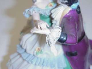 FRANKETHAL WESSEL GERMANY PORCELAIN LACE DANCING COUPLE FIGURINE 