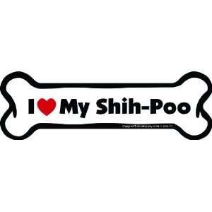   Bone Car Magnet, I Love My Shih Poo , 2 Inch by 7 Inch: Pet Supplies