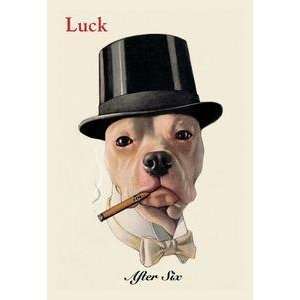  Vintage Art Dog in Top Hat Smoking a Cigar   00937 3