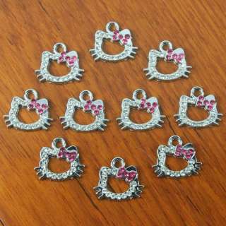   Rhinestones Hellokitty Metal Charms Pendants Girl Jewelry Crafts Gifts