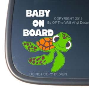 Finding Nemo Squirt BABY ON BOARD Vinyl Decal Sticker  